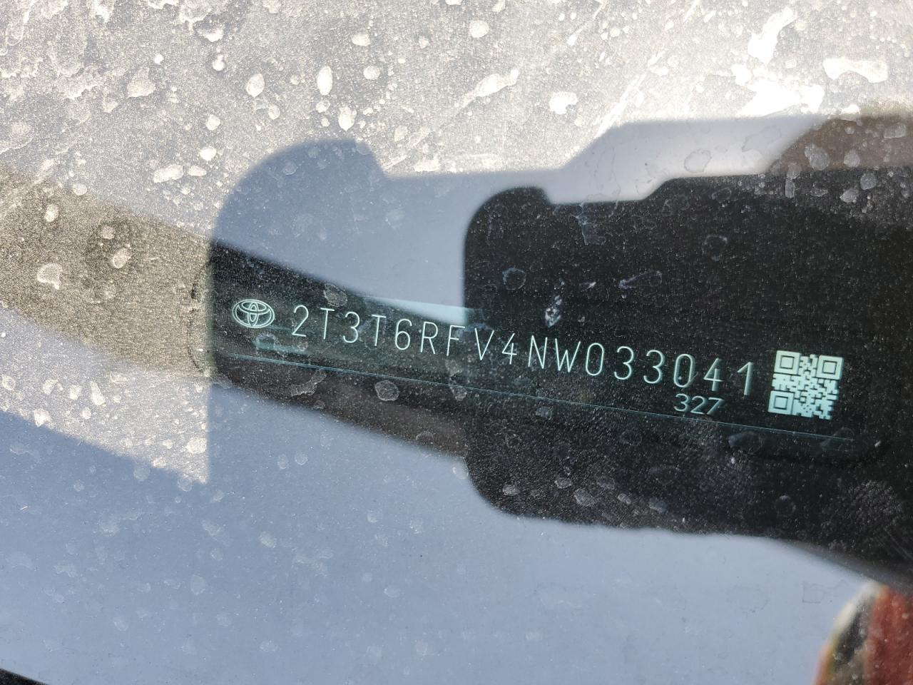 2022 TOYOTA RAV4 SE VIN:2T3T6RFV4NW033041