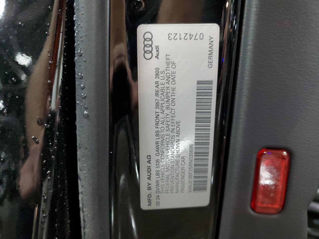 2024 AUDI A6 PREMIUM PLUS VIN:WAUE3BF25RN035695