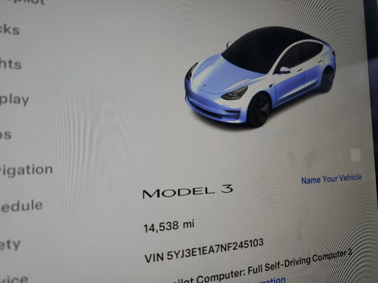 2022 TESLA MODEL 3  VIN:5YJ3E1EA7NF245103