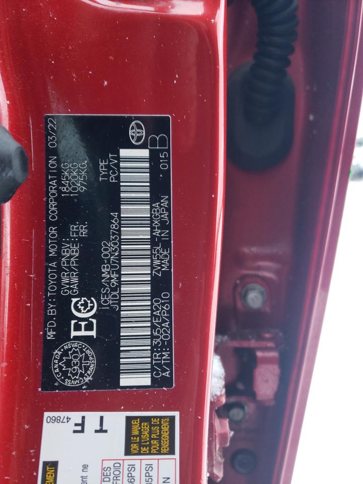 2022 TOYOTA PRIUS LE VIN:JTDL9MFU7N3037864