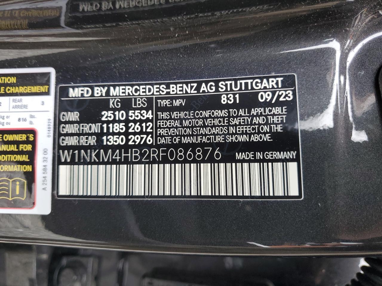 2024 MERCEDES-BENZ GLC 300 4MATIC VIN:W1NKM4HB2RF086876
