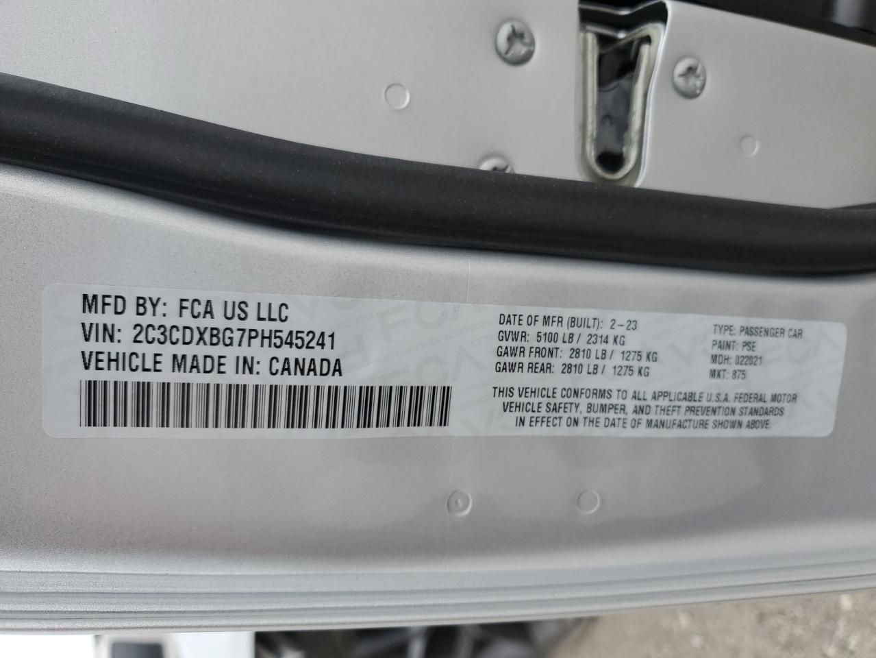 2023 DODGE CHARGER SXT VIN:JTMRJREV4JD236349