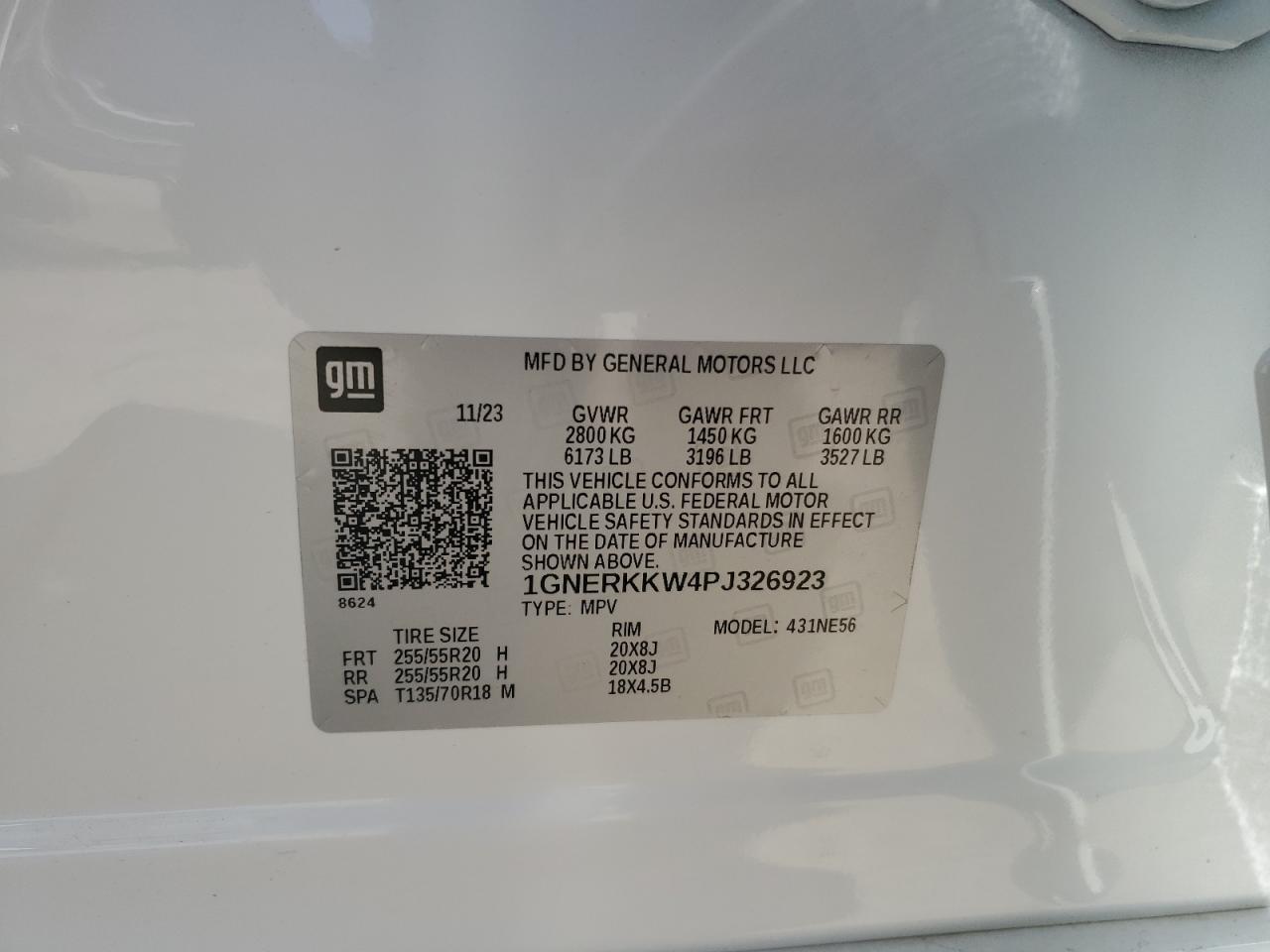 2023 CHEVROLET TRAVERSE PREMIER VIN:1GNERKKW4PJ326923