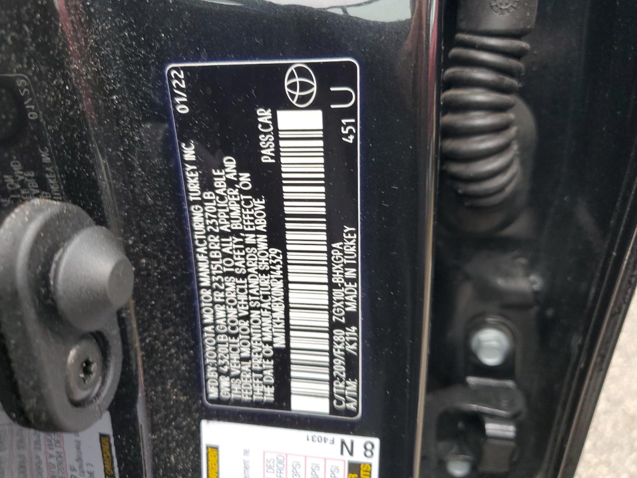 2022 TOYOTA C-HR XLE VIN:NMTKHMBX0NR144329