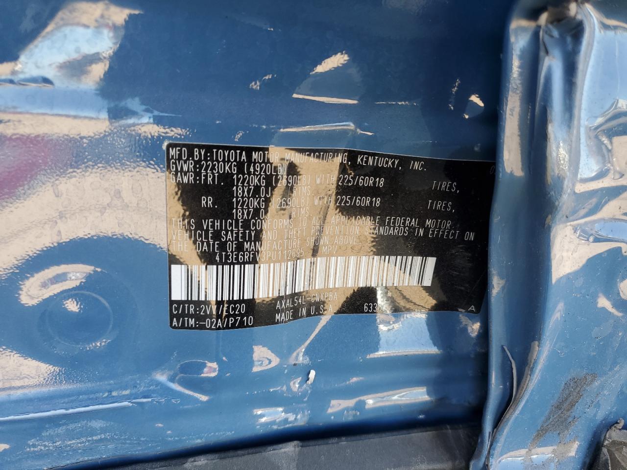 2023 TOYOTA RAV4 XSE VIN:4T3E6RFV3PU112695