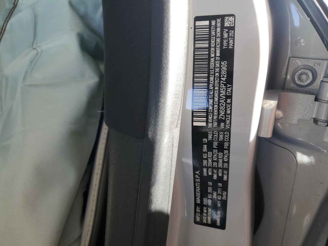 2023 MASERATI GRECALE MODENA VIN:ZN682AVM5P7428905