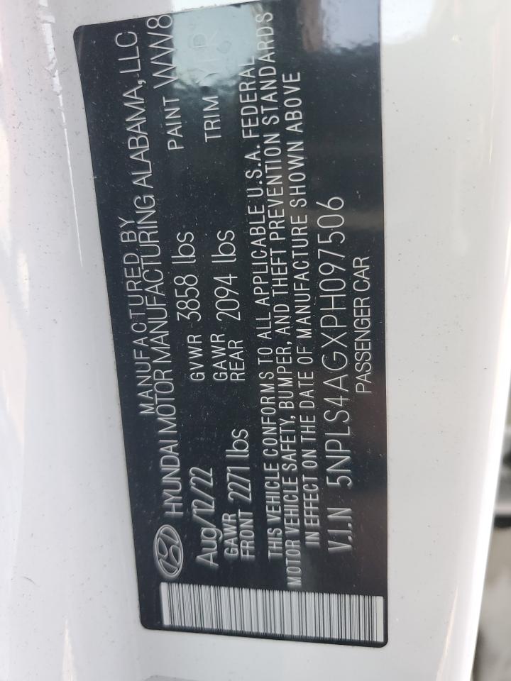 2023 HYUNDAI ELANTRA SEL VIN:5NPLS4AGXPH097506