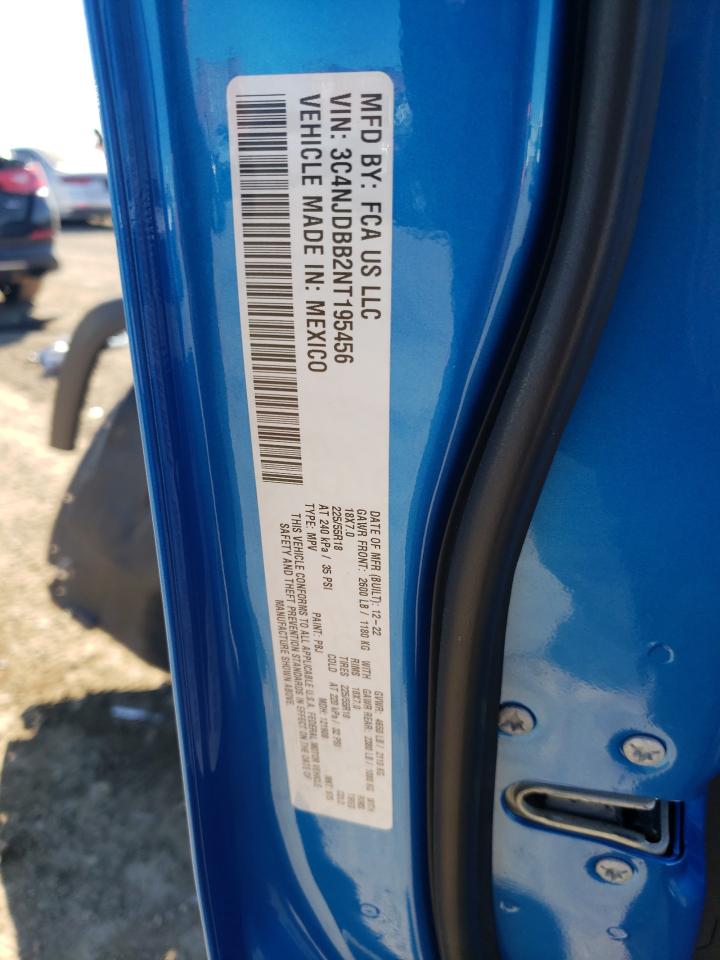 2022 JEEP COMPASS LATITUDE VIN:3C4NJDBB2NT195456