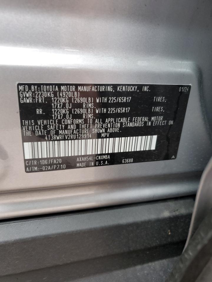 2024 TOYOTA RAV4 XLE VIN:4T3RWRFV2RU129914