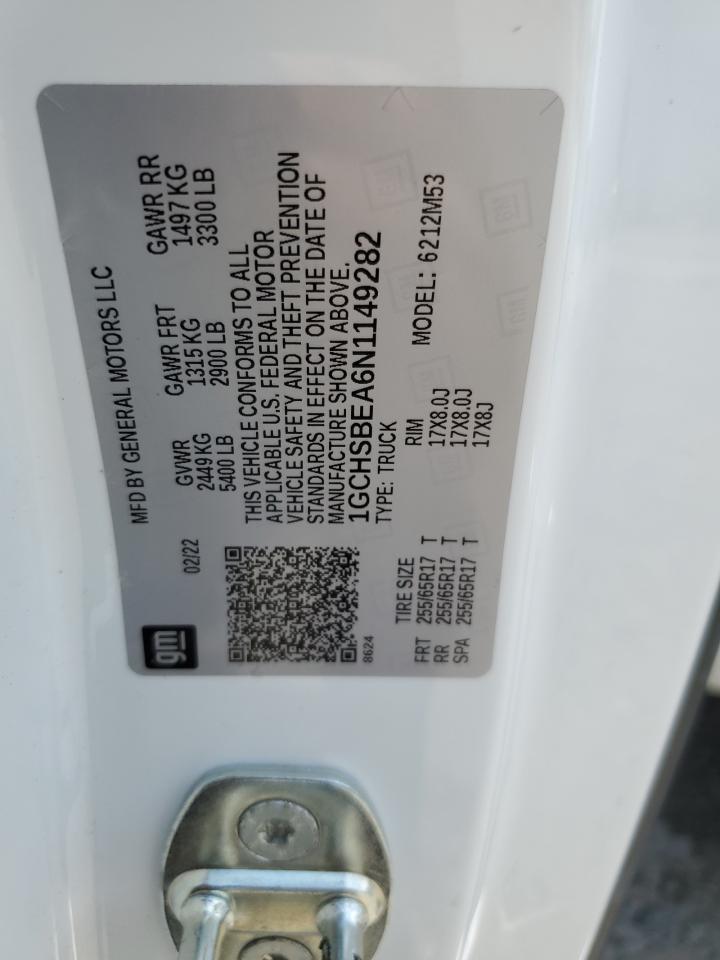 2022 CHEVROLET COLORADO  VIN:1GCHSBEA6N1149282