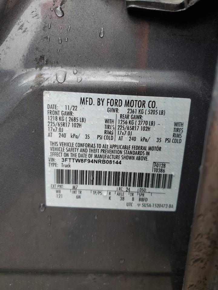 2022 FORD MAVERICK XL VIN:3FTTW8F94NRB08144