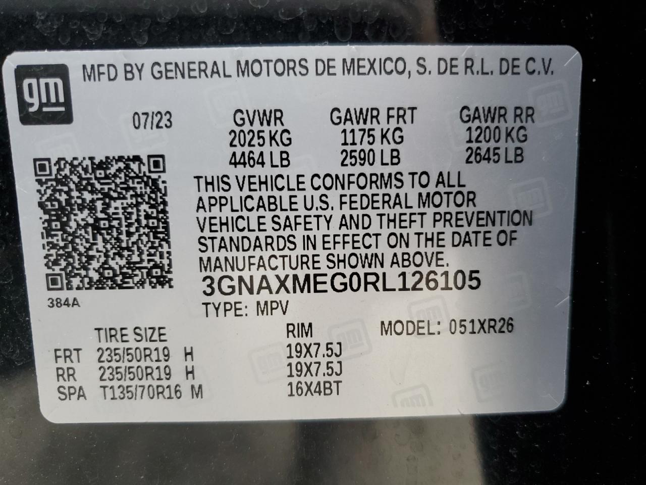 2024 CHEVROLET EQUINOX RS VIN:3GNAXMEG0RL126105