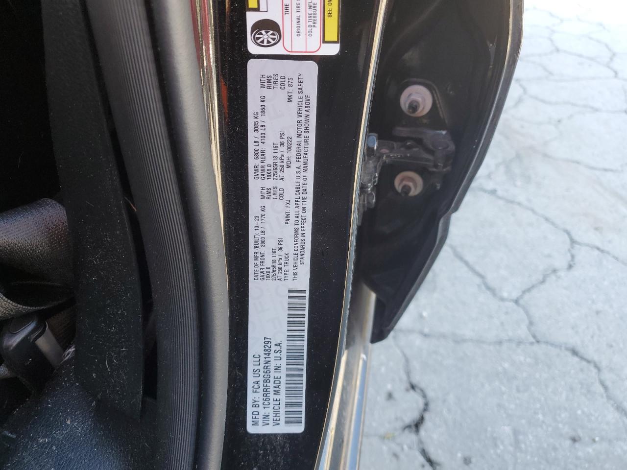 2024 RAM 1500 BIG HORN/LONE STAR VIN:1C6RRFBG6RN148297