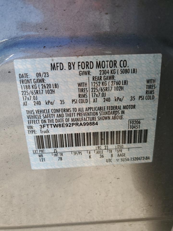 2023 FORD MAVERICK XL VIN:3FTTW8E92PRA99884