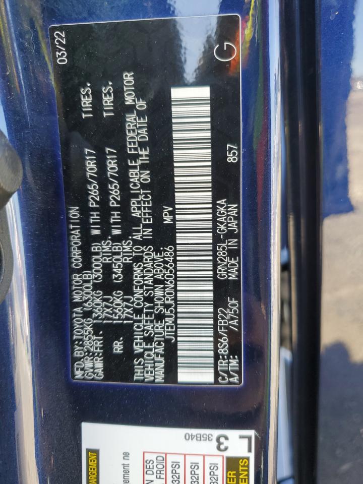 2022 TOYOTA 4RUNNER SR5/SR5 PREMIUM VIN:JTEMU5JR0N6056486