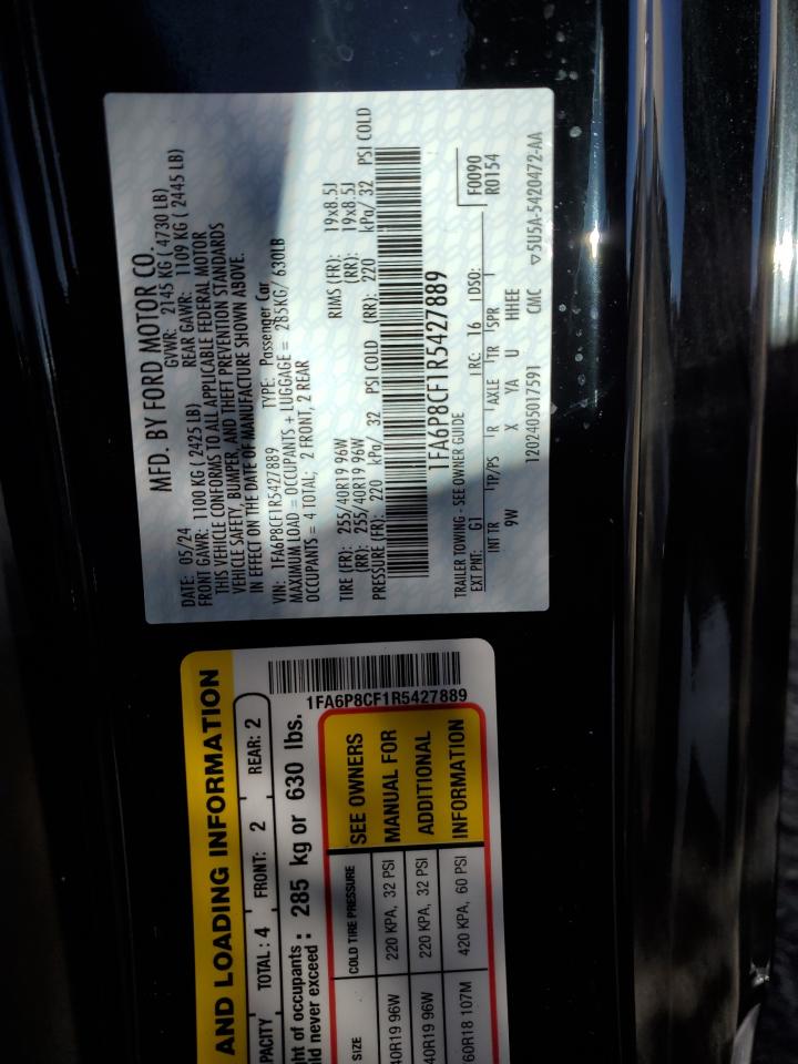 2024 FORD MUSTANG GT VIN:1FA6P8CF1R5427889