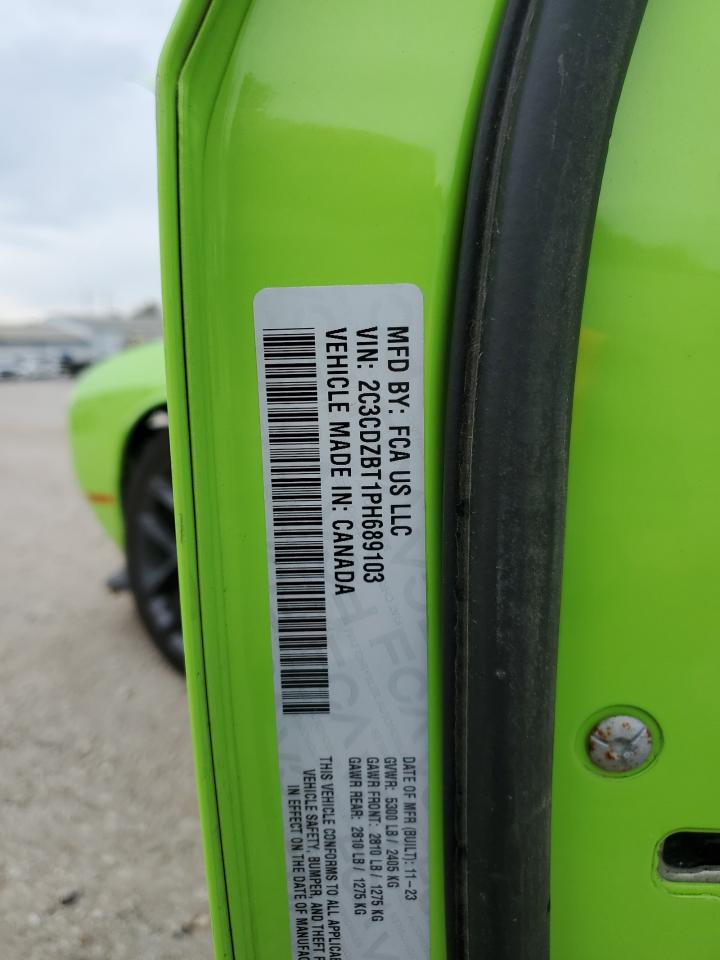 2023 DODGE CHALLENGER R/T VIN:2C3CDZBT1PH689103