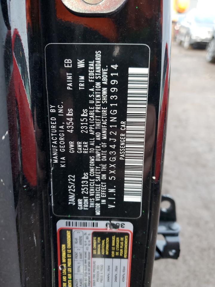 2022 KIA K5 EX VIN:5XXG34J21NG139914