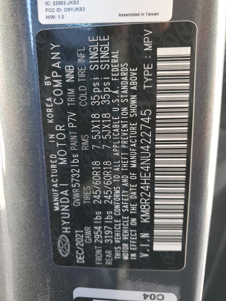 2022 HYUNDAI PALISADE SEL VIN:KM8R24HE4NU422745