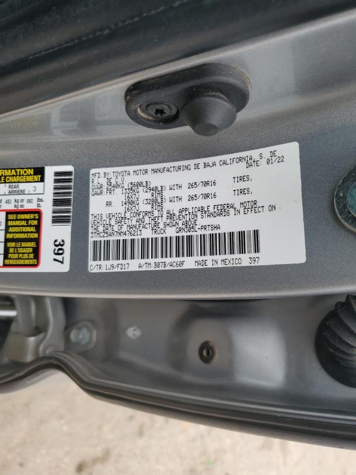 2022 TOYOTA TACOMA DOUBLE CAB VIN:3TMCZ5AN7NM476213