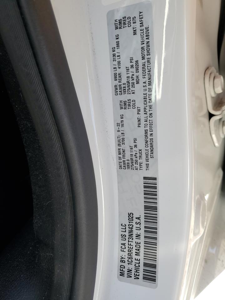 2022 RAM 1500 BIG HORN/LONE STAR VIN:1C6RREFT3NN431025