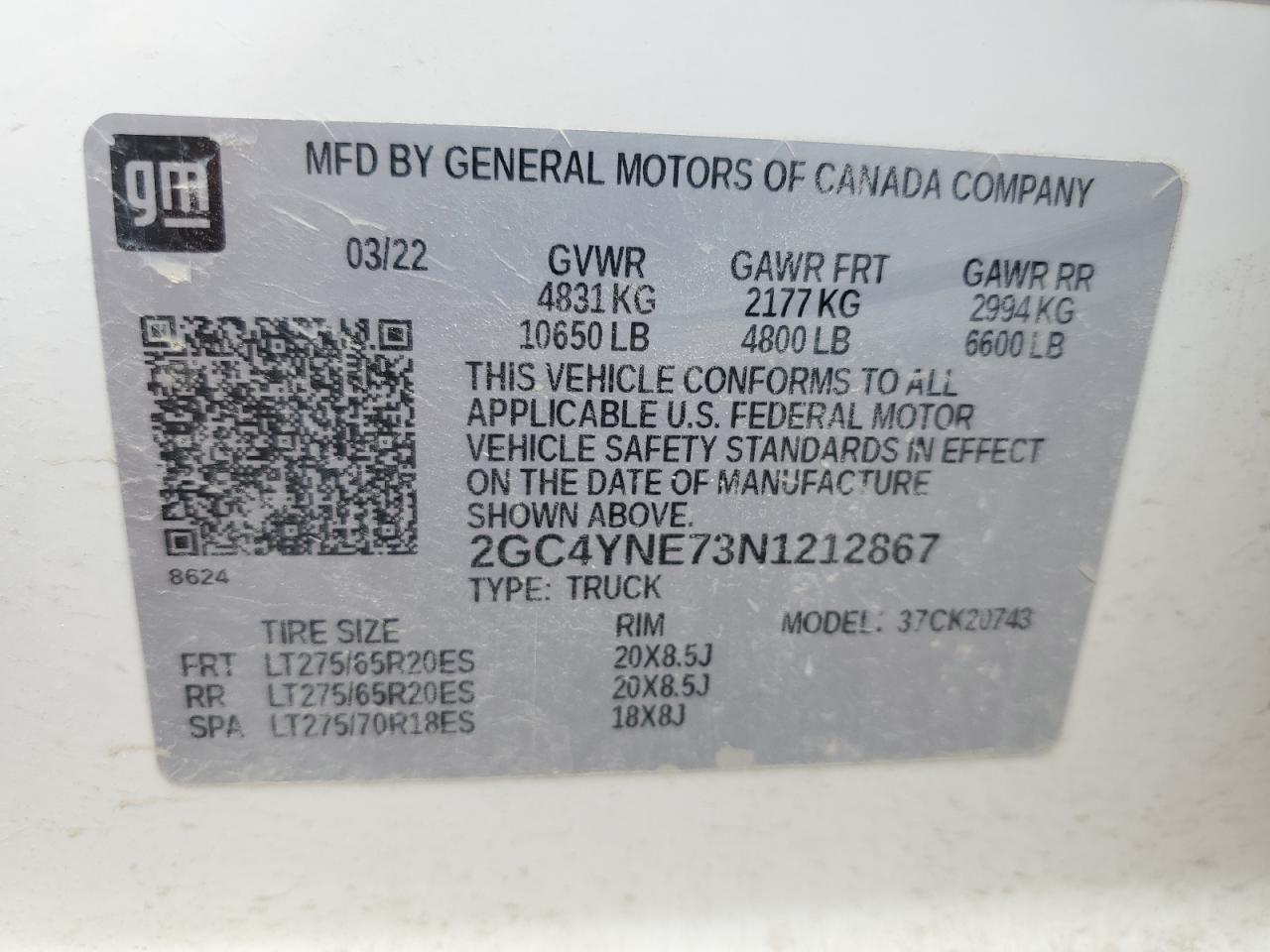 2022 CHEVROLET SILVERADO K2500 HEAVY DUTY LT VIN:2GC4YNE73N1212867