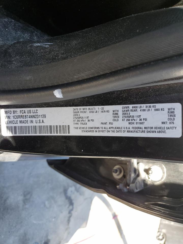 2022 RAM 1500 BIG HORN/LONE STAR VIN:1C6RREBT4NN231129