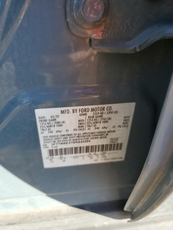 2022 FORD MAVERICK XL VIN:3FTTW8E37NRA45294