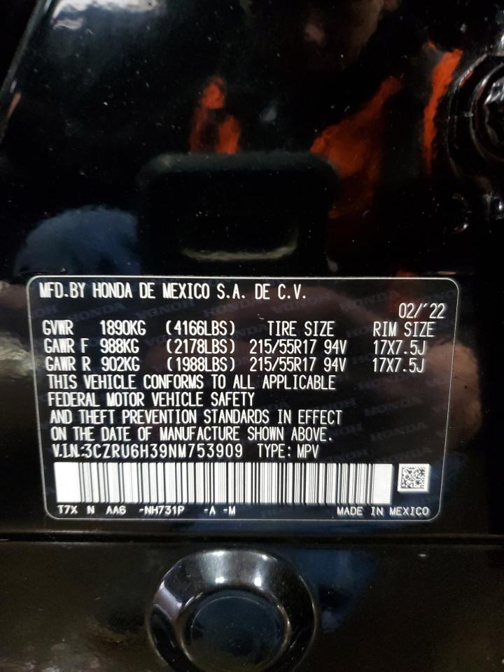 2022 HONDA HR-V LX VIN:3CZRU6H39NM753909
