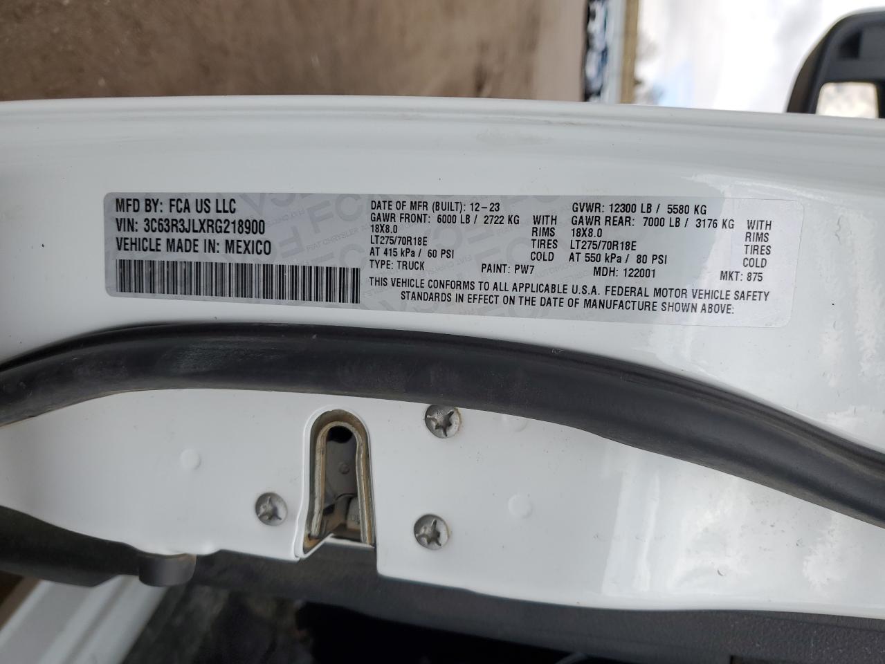 2024 RAM 3500 LARAMIE VIN:3C63R3JLXRG218900