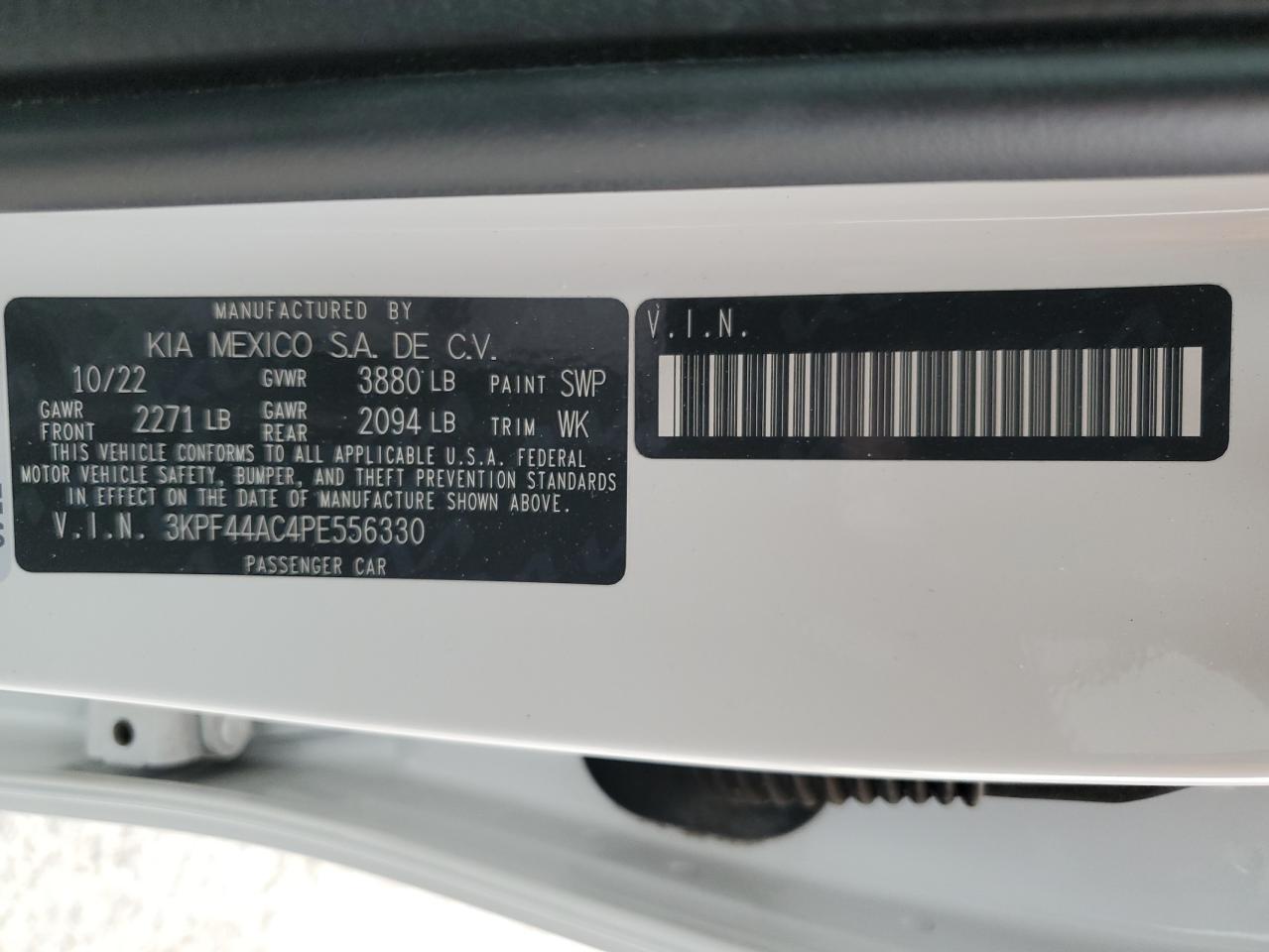 2023 KIA FORTE GT VIN:3KPF44AC4PE556330