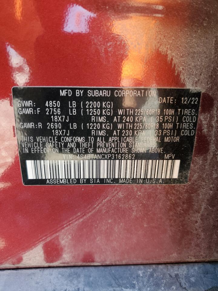 2023 SUBARU OUTBACK LIMITED VIN:4S4BTANCXP3162862