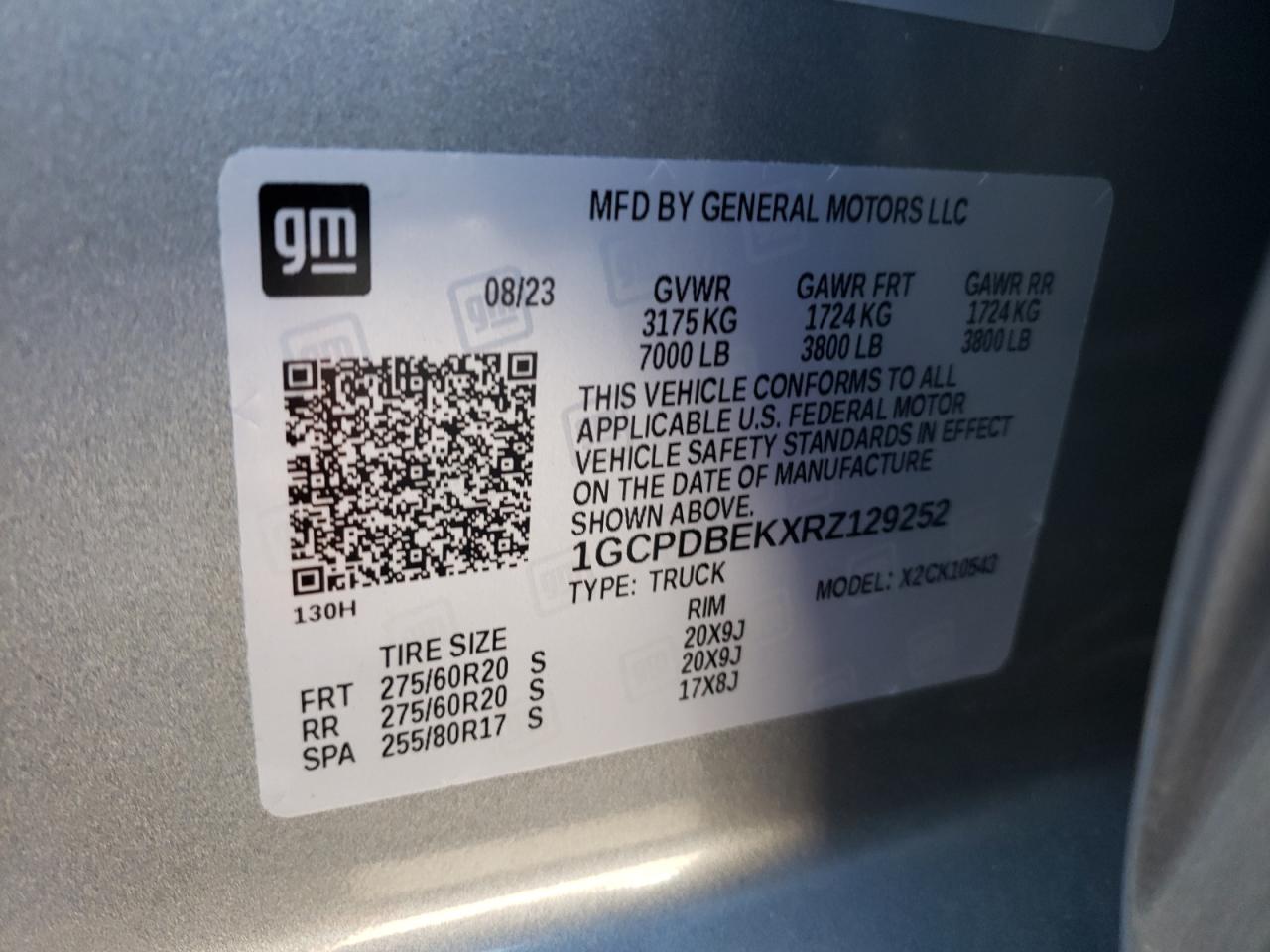 2024 CHEVROLET SILVERADO K1500 CUSTOM VIN:1GCPDBEKXRZ129252