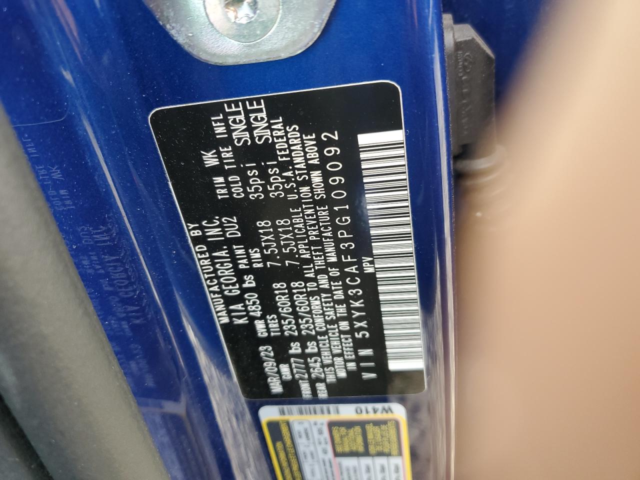 2023 KIA SPORTAGE EX VIN:5XYK3CAF3PG109092