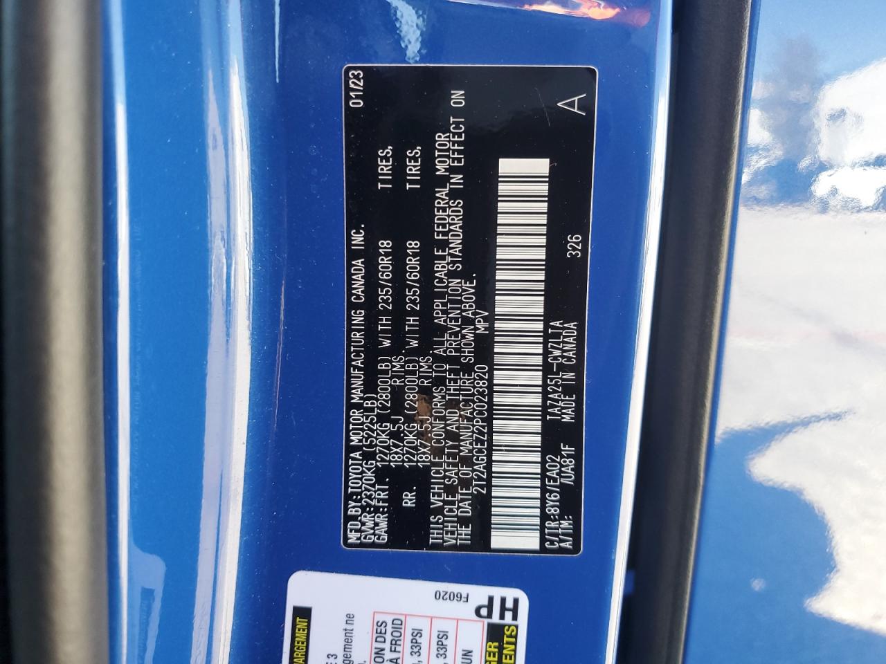 2023 LEXUS NX 350 VIN:2T2AGCEZ2PC023820