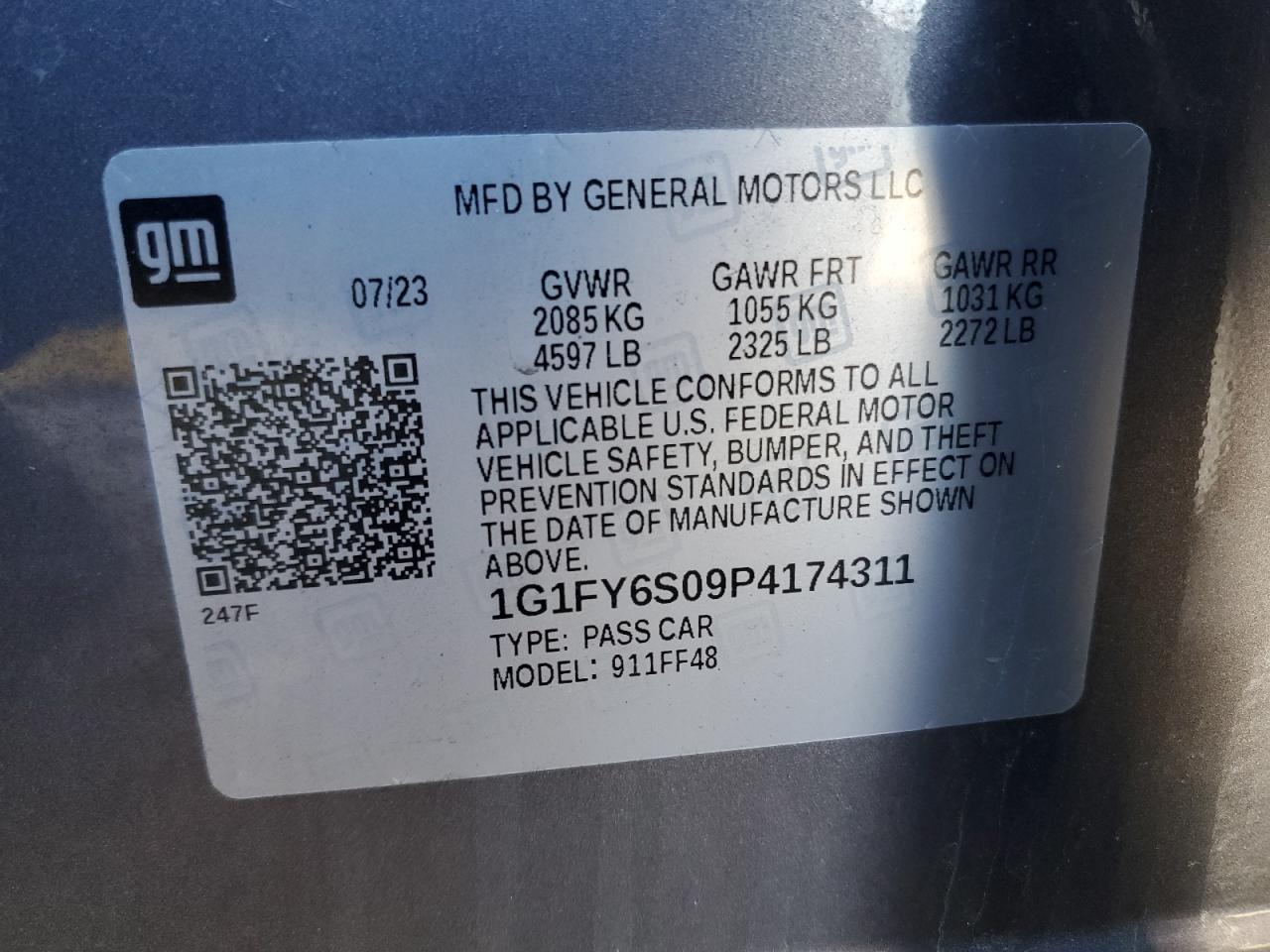 2023 CHEVROLET BOLT EUV LT VIN:1G1FY6S09P4174311