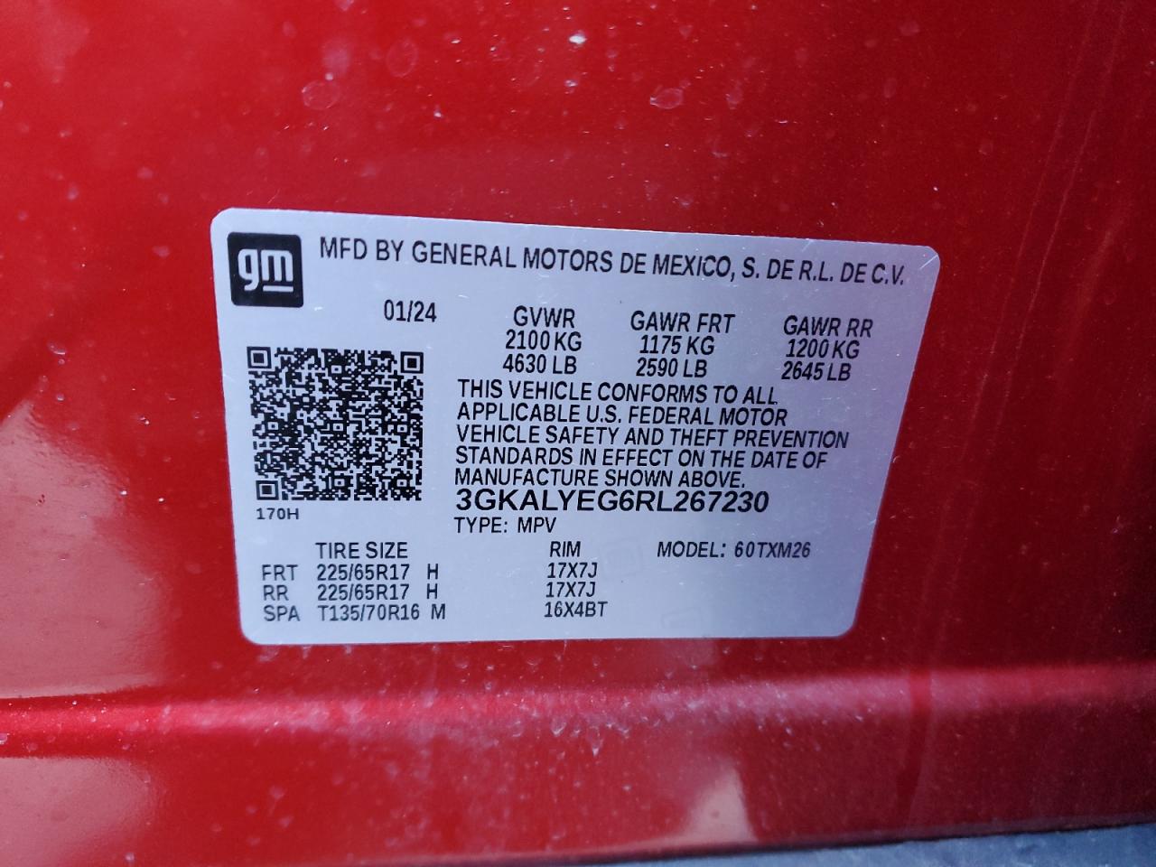 2024 GMC TERRAIN AT4 VIN:3GKALYEG6RL267230