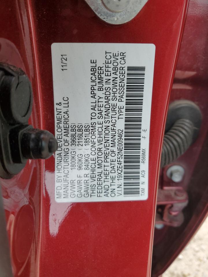 2022 HONDA INSIGHT EX VIN:19XZE4F52NE009462