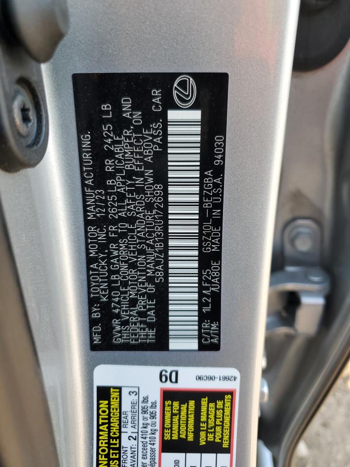 2024 LEXUS ES 350 F SPORT HANDLING VIN:58AJZ1B13RU172698