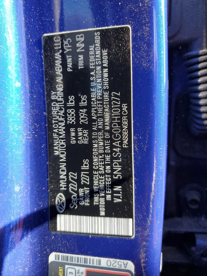 2023 HYUNDAI ELANTRA SEL VIN:5NPLS4AG0PH101272