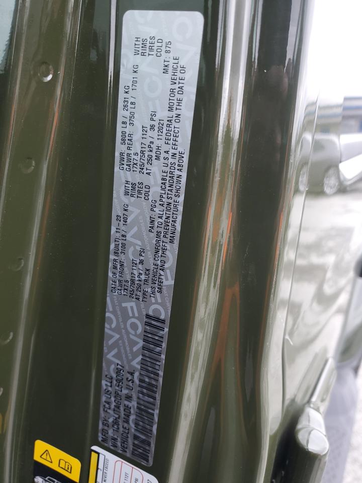 2023 JEEP GLADIATOR SPORT VIN:1C6HJTAG0PL590097