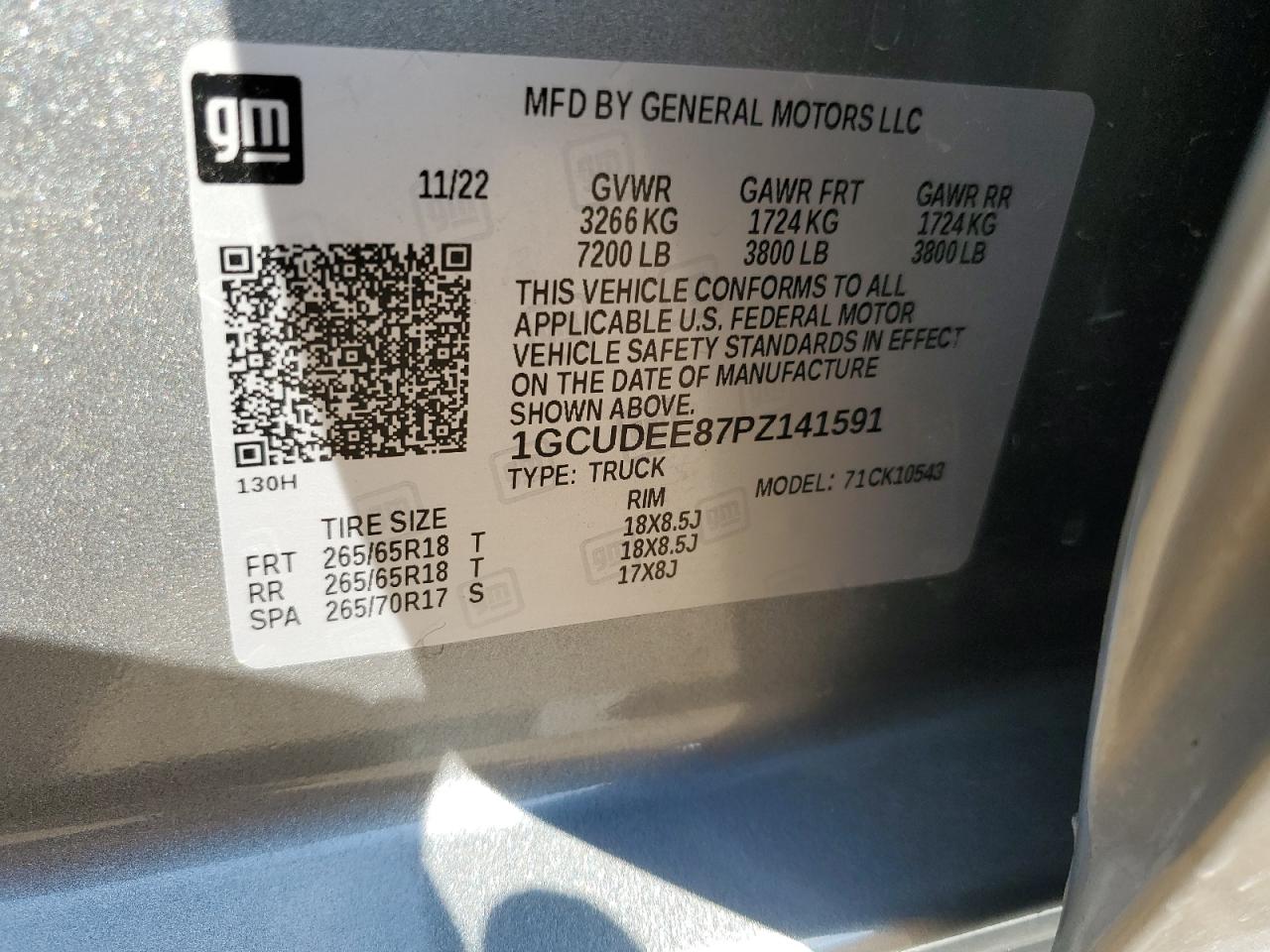 2023 CHEVROLET SILVERADO K1500 RST VIN:1GCUDEE87PZ141591