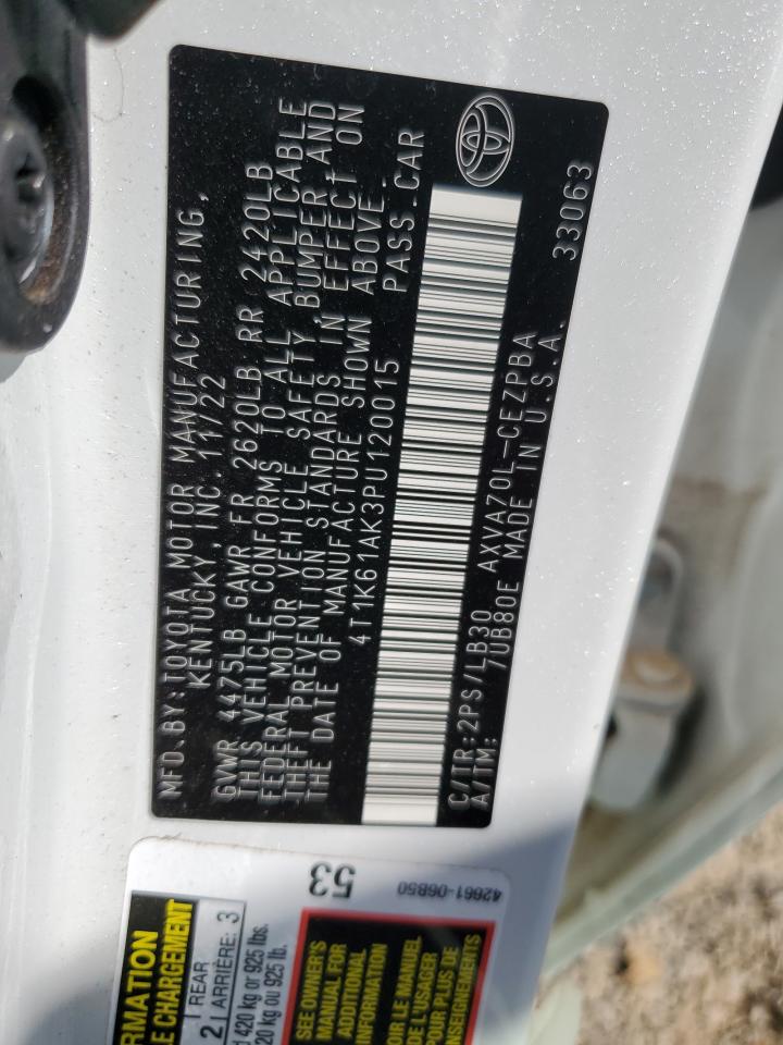 2023 TOYOTA CAMRY XSE VIN:4T1K61AK3PU120015