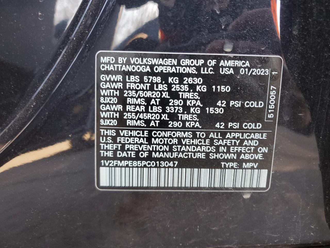 2023 VOLKSWAGEN ID.4 PRO S VIN:1V2FMPE85PC013047