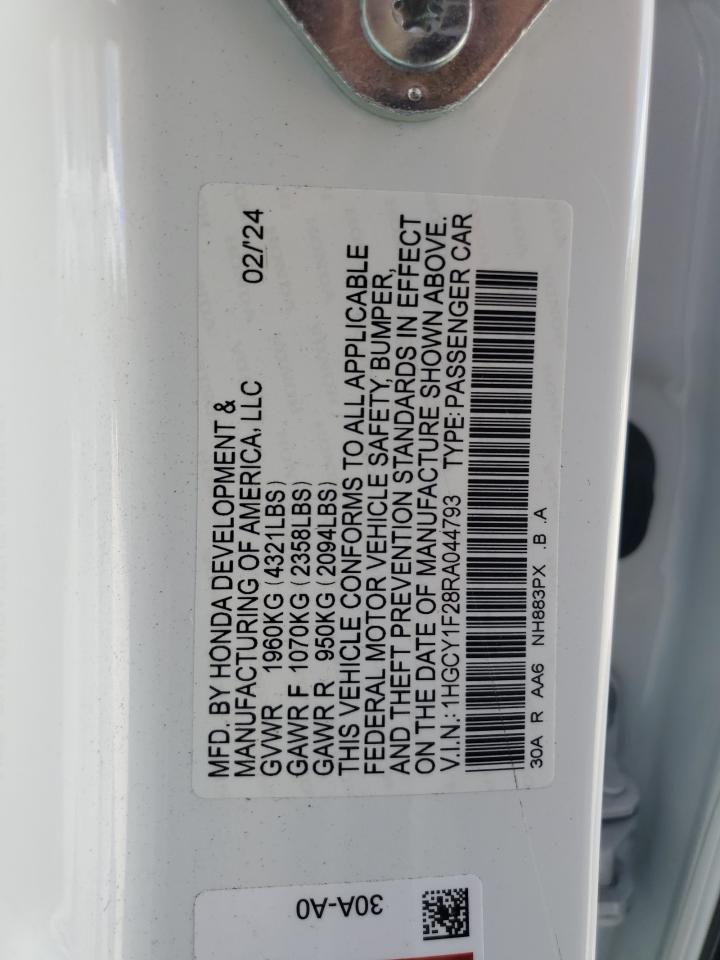 2024 HONDA ACCORD LX VIN:1HGCY1F28RA044793