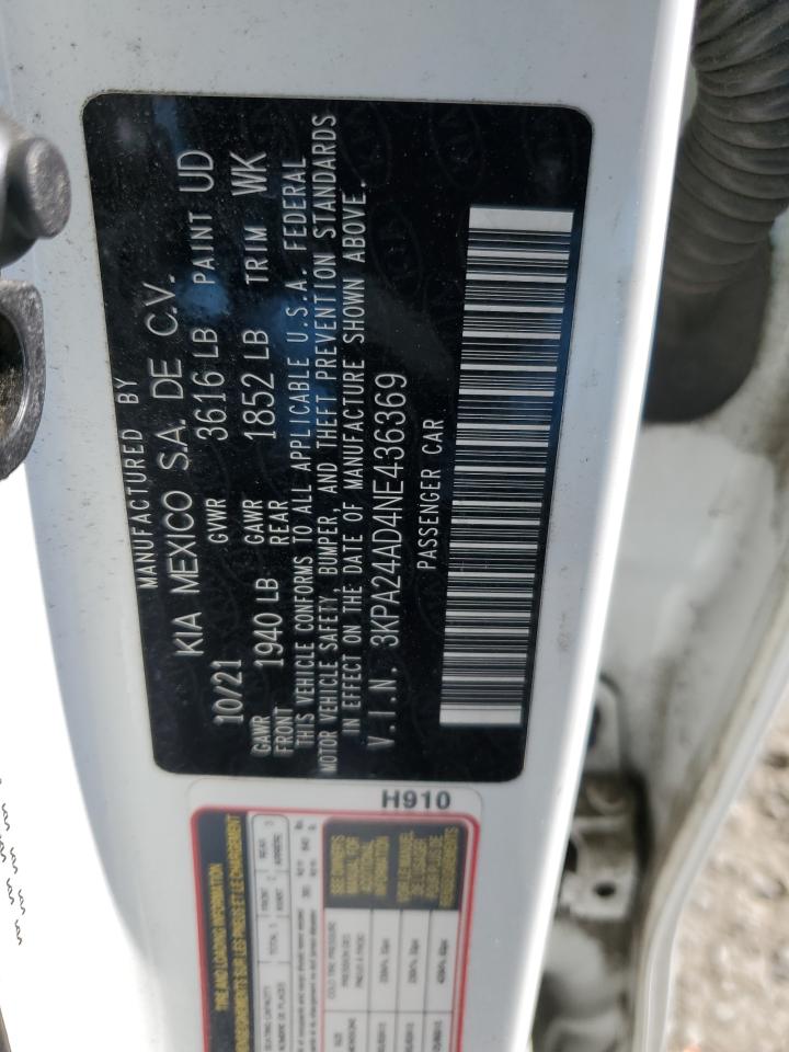 2022 KIA RIO LX VIN:3KPA24AD4NE436369