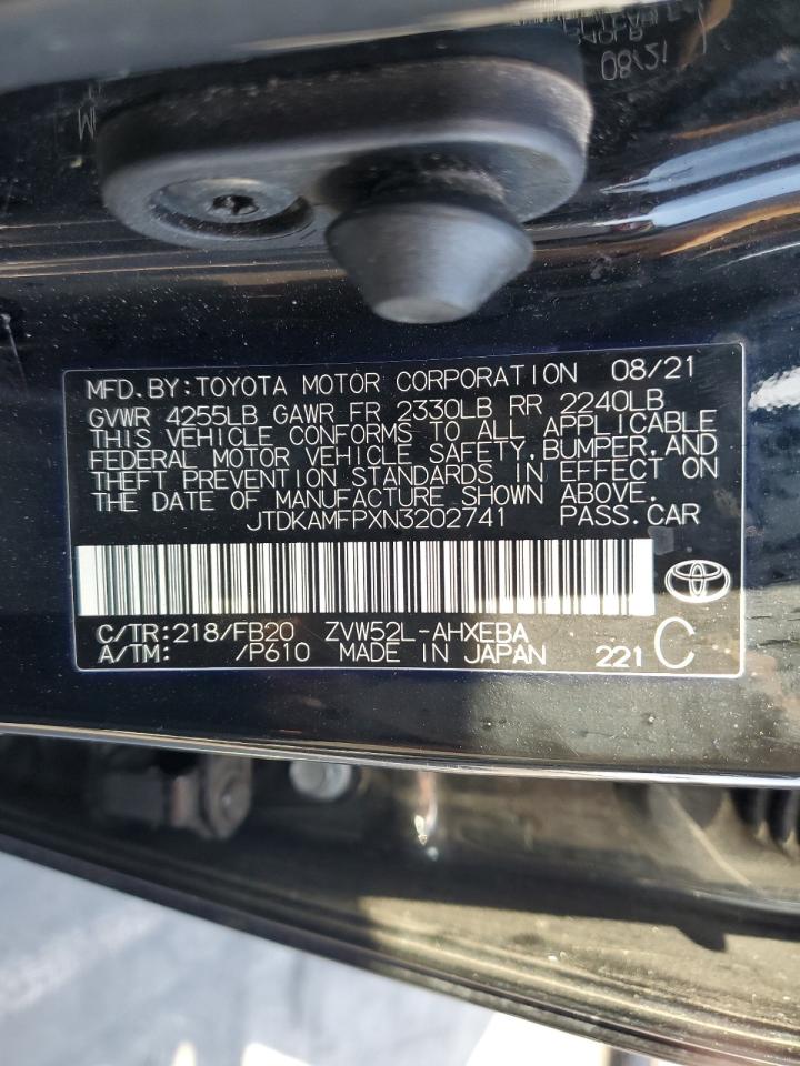 2022 TOYOTA PRIUS PRIME LE VIN:JTDKAMFPXN3202741