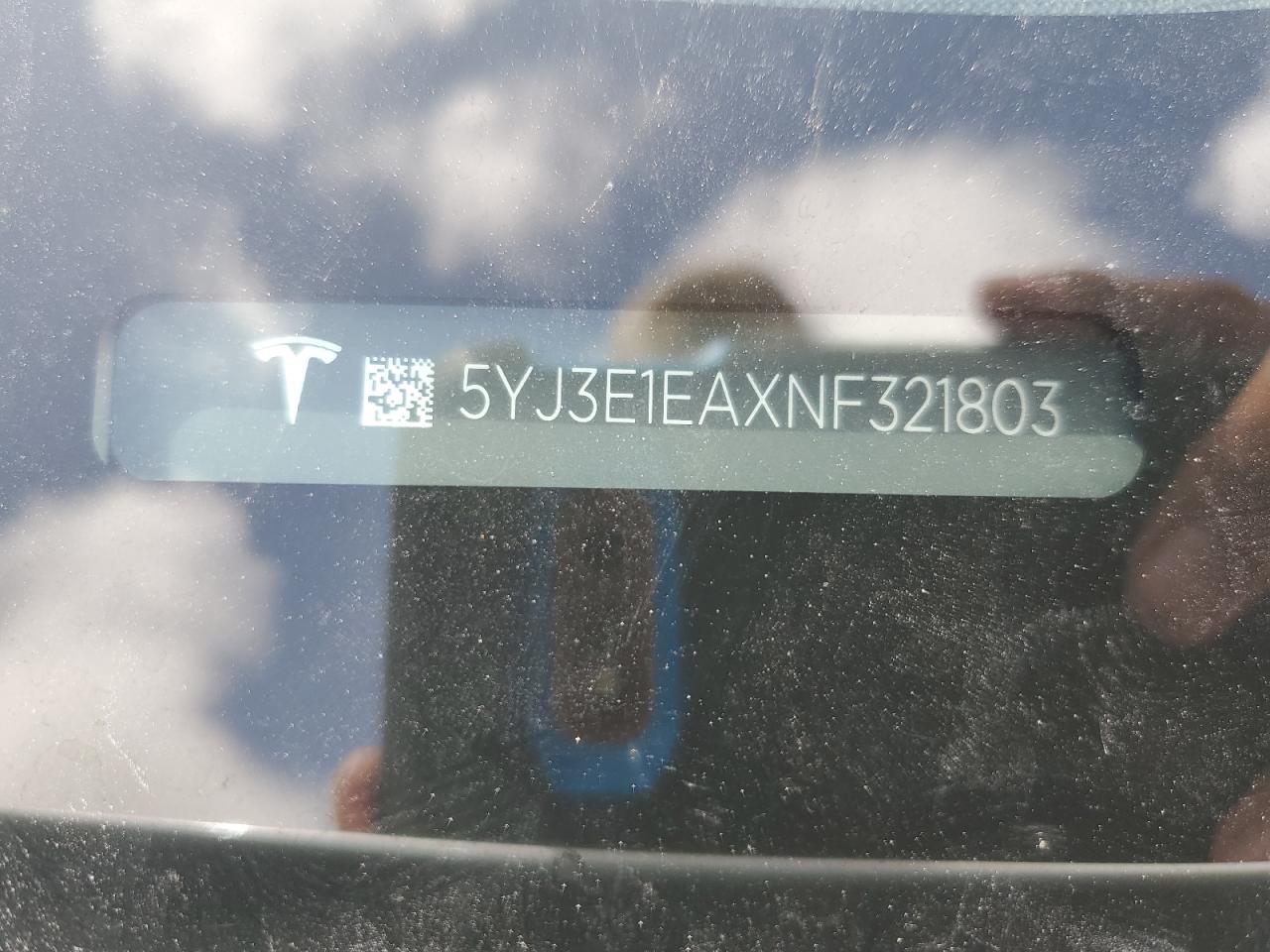 2022 TESLA MODEL 3  VIN:5YJ3E1EAXNF321803