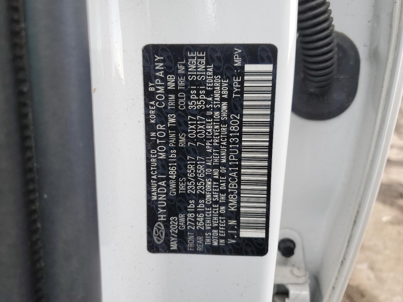 2023 HYUNDAI TUCSON BLUE VIN:KM8JBCA11PU131802