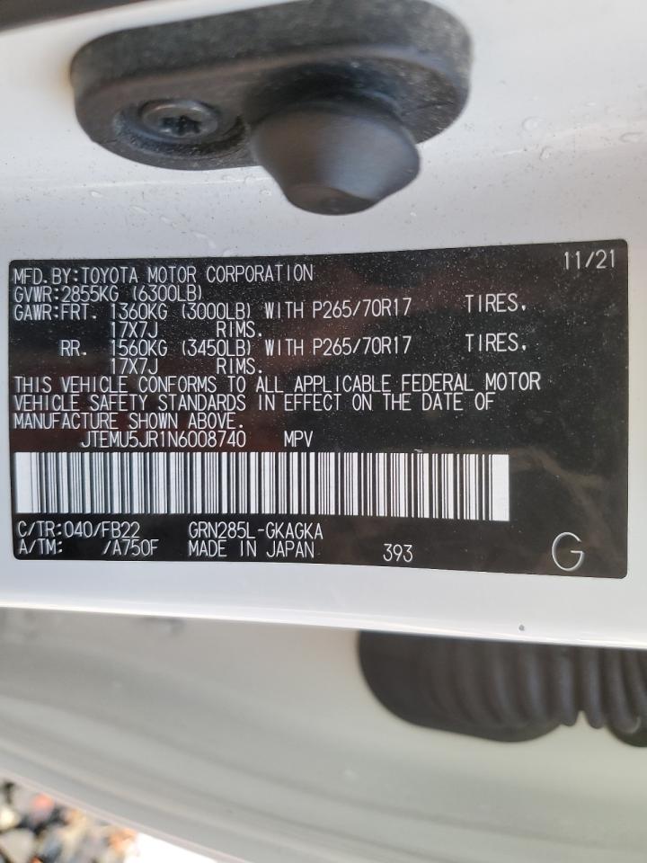 2022 TOYOTA 4RUNNER SR5/SR5 PREMIUM VIN:JTEMU5JR1N6008740